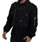 Sleek Biker Motorcycle Black Belted Jacket