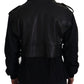 Sleek Biker Motorcycle Black Belted Jacket