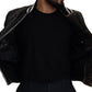 Multicolor Houndstooth Leather Bomber Jacket