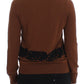 Elegant Lace-Trim Wool Cardigan Sweater