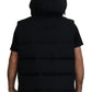 Sleek Black Hooded Short Sleeve Jacket