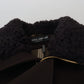 Elegant Dark Brown Shearling Coat Jacket