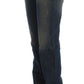 Elegant Boyfriend Fit Blue Cotton Jeans
