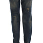 Elegant Boyfriend Fit Blue Cotton Jeans