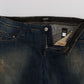 Elegant Boyfriend Fit Blue Cotton Jeans
