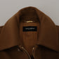 Elegant Brown Wool Blend Overcoat Jacket