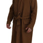 Elegant Brown Wool Blend Overcoat Jacket