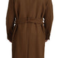 Elegant Brown Wool Blend Overcoat Jacket