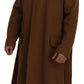 Elegant Brown Wool Blend Overcoat Jacket