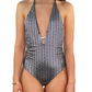 Glamorous Silver-Logo One-Piece Swimsuit