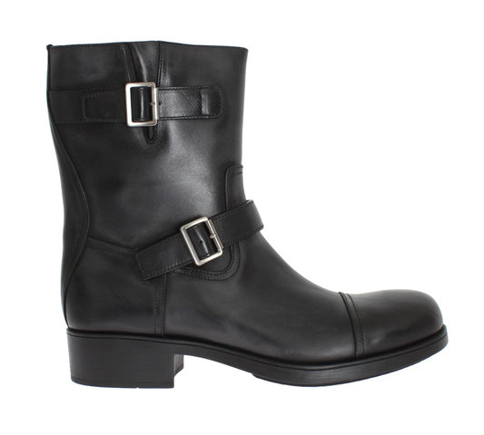 Elegant Black Leather Designer Boots