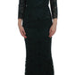Green Floral Lace Full Length Dress