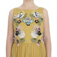 Enchanting Yellow Silk Floral Appliqué Gown