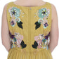 Enchanting Yellow Silk Floral Appliqué Gown