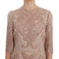 Elegant Pink Lace Embroidered Shift Dress