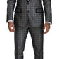 Elegant Silver Patterned Slim Fit Suit