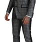 Elegant Silver Patterned Slim Fit Suit