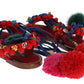 Exquisite Multicolor Leather Flat Sandals