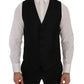 Elegant Black and Blue Silk Blend Blazer Set