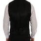 Elegant Black and Blue Silk Blend Blazer Set