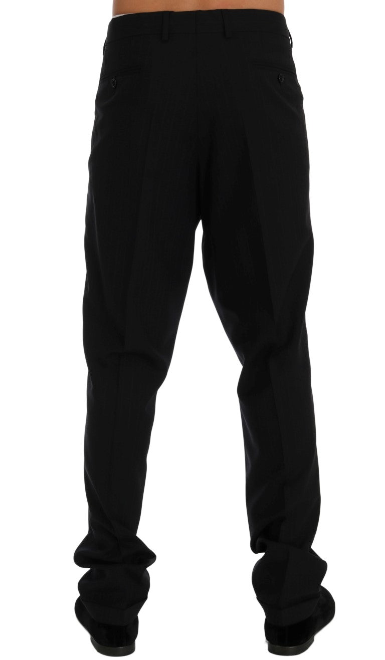 Elegant Striped Wool Blend Dress Pants