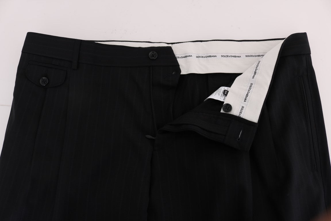 Elegant Striped Wool Blend Dress Pants