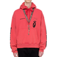 Red Hooded Cotton Sweatshirt with Graphic Print