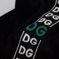 Elegant Black Velvet Monogram Polo Sweater