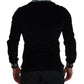 Elegant Black Velvet Monogram Polo Sweater