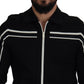 Elegant Full Zip Black and White Sweater