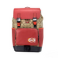 Track Colorblock Khaki Canvas Red Leather Logo Stamp Backpack Bag