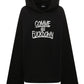 Black Cotton Hooded Sweatshirt with Bold Prints