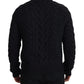Elegant Black Wool-Cashmere Pullover Sweater