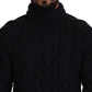 Elegant Black Wool-Cashmere Pullover Sweater