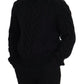 Elegant Black Wool-Cashmere Pullover Sweater