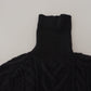 Elegant Black Wool-Cashmere Pullover Sweater