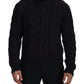 Elegant Black Wool-Cashmere Pullover Sweater