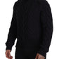 Elegant Black Wool-Cashmere Pullover Sweater