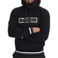 Elegant Black Cotton Hooded Pullover Sweater
