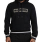 Elegant Black Cotton Hooded Pullover Sweater