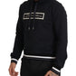 Elegant Black Cotton Hooded Pullover Sweater