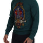 Regal Green Wool-Silk Blend Crewneck Sweater