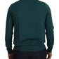 Regal Green Wool-Silk Blend Crewneck Sweater