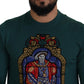 Regal Green Wool-Silk Blend Crewneck Sweater