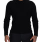 Elegant Black Wool Crewneck Sweater