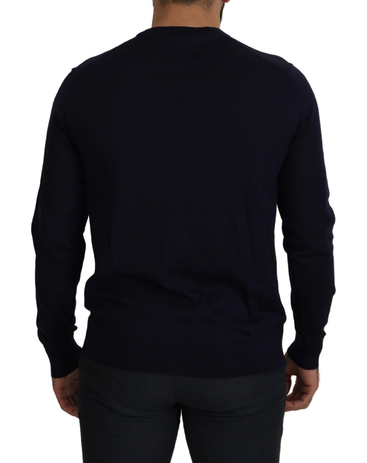 Elegant Dark Blue Cashmere Cardigan