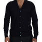 Elegant Dark Blue Cashmere Cardigan