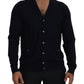 Elegant Dark Blue Cashmere Cardigan
