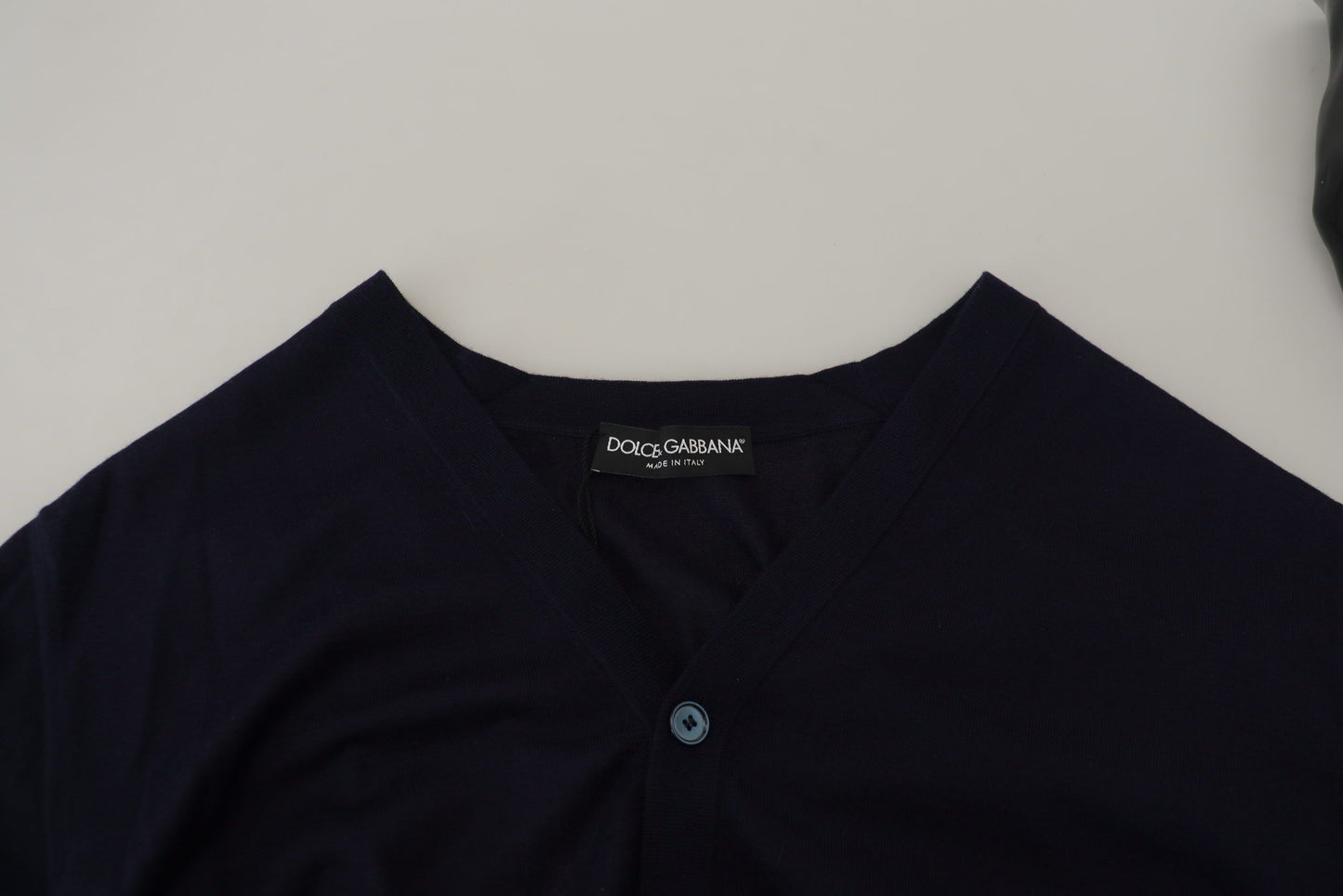 Elegant Dark Blue Cashmere Cardigan