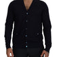 Elegant Dark Blue Cashmere Cardigan